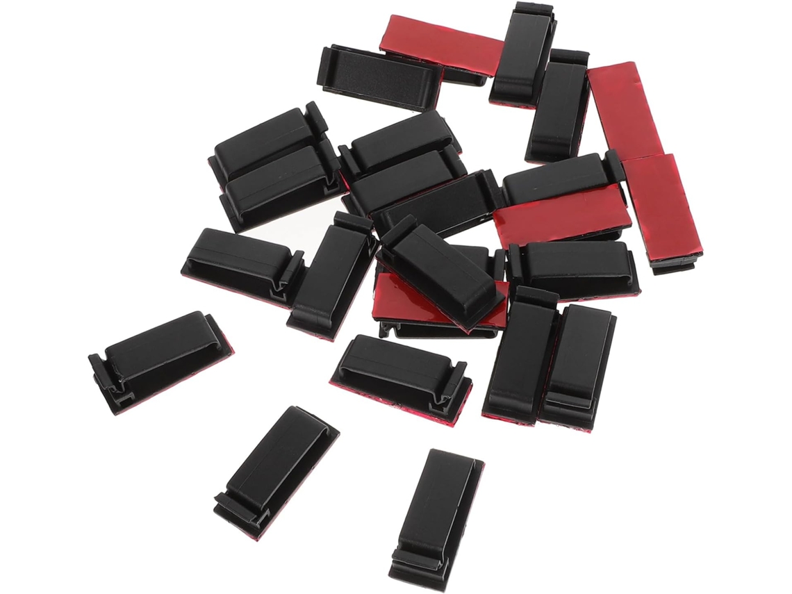 Clips Adhesivos De Plástico Negro Fáciles De Usar Para Cables, Paquete De 25 Clips De Fijación De Cables.