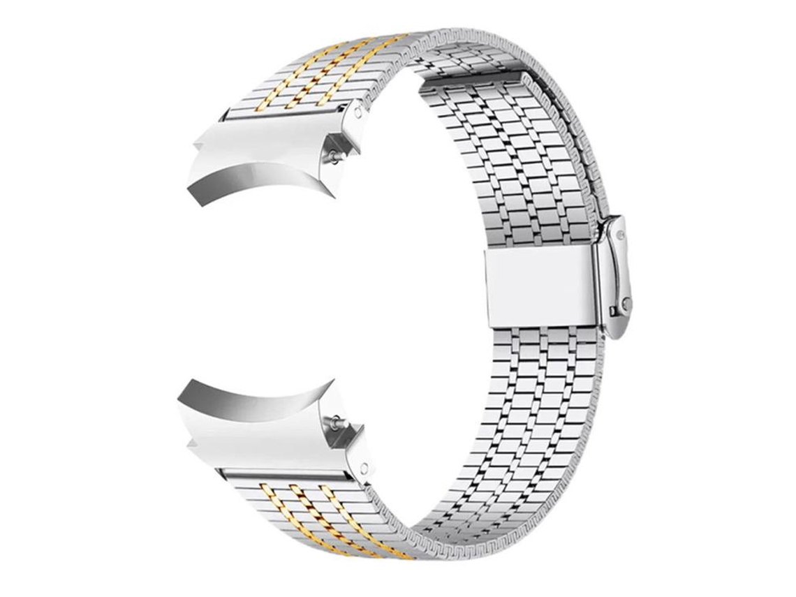 Pulsera de acero inoxidable para Samsung Galaxy Watch 7/6/5/4 con hebilla, siete cuentas, FWINL