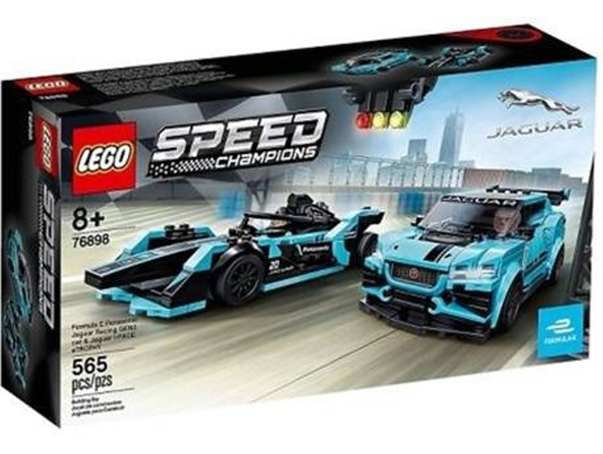 LEGO Speed Champions: Formula E Panasonic Jaguar Racing GEN2 car &amp; Jaguar I-PACE eTROPHY - 76898 (Idade mínima: 8 - 565 Peças)