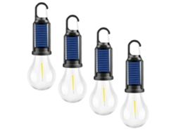 Kit 4 Lanternas Solares Led C/gancho,3 Modos,acampamento E Emergência.