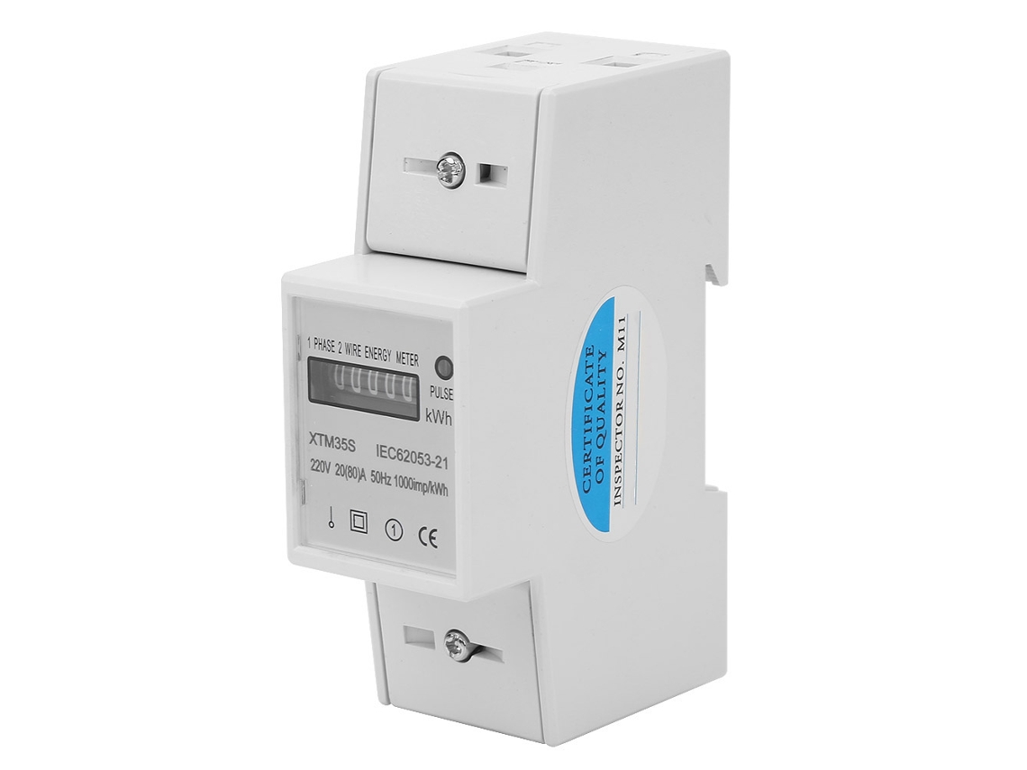 Medidor Eléctrico Monofásico De 2 Hilos Para Riel Din, 20(80)a Kwh, Electrónico.