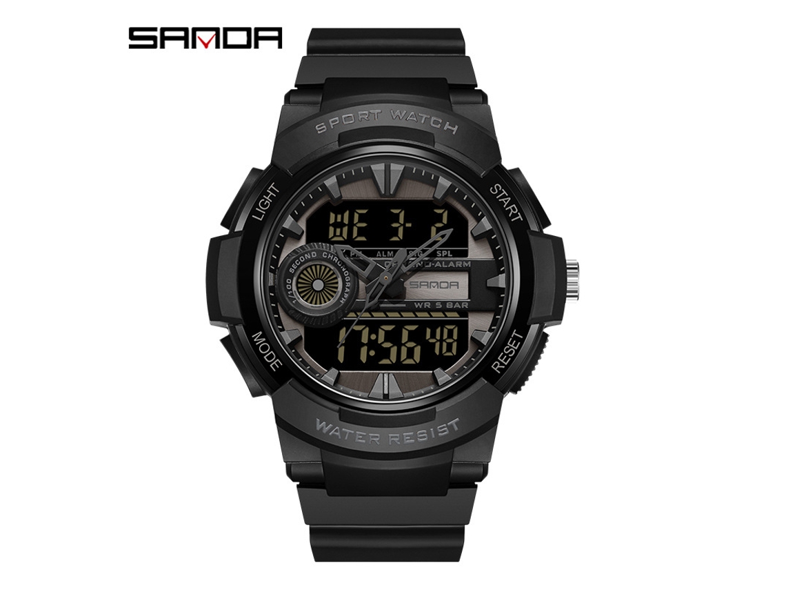 Reloj De Pulsera Digital Luminoso De Estilo Militar, Moderno Y Resistente Al Agua (totalmente Negro) Para Estudiantes.