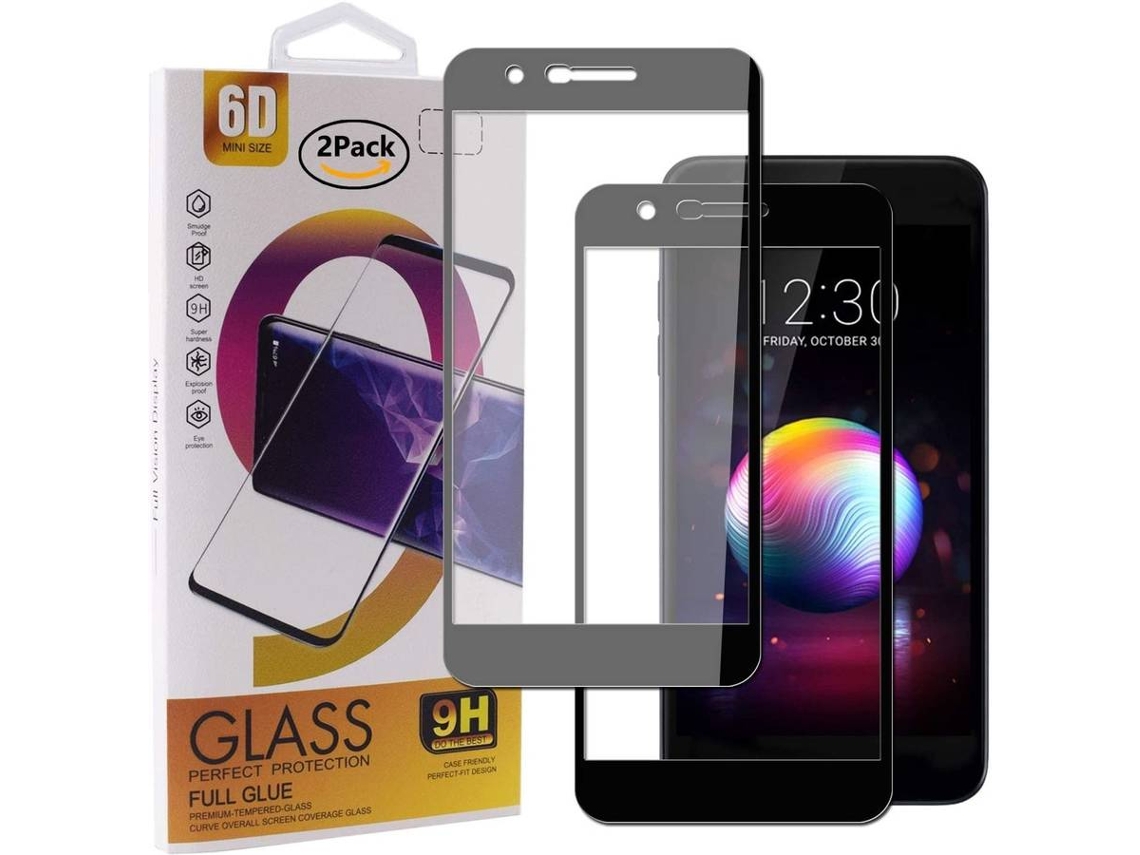 Protector Cristal Templado LG K11 HONGWE. Cobertura Completa Negro