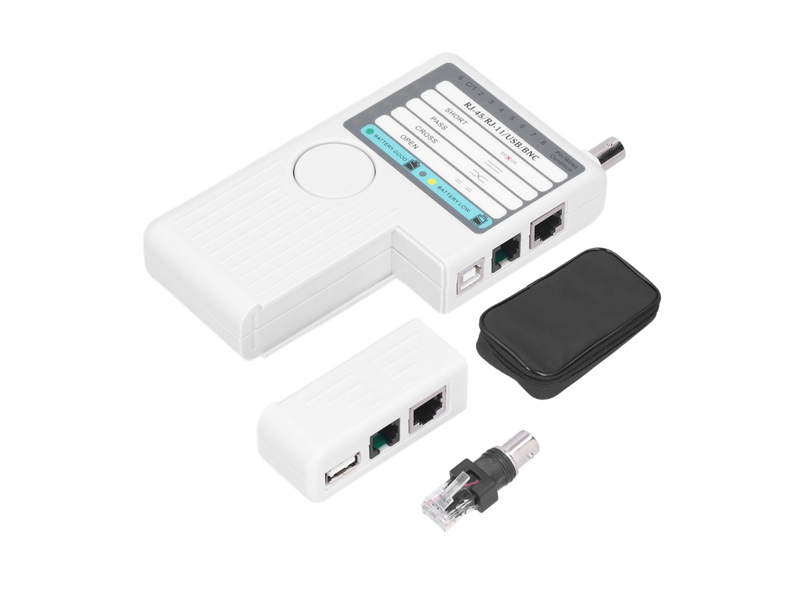 Probador De Cables De Red Nf-3468 4 En 1 Para Rj11, Rj45, Usb Y Bnc Con Detección De Línea Y Medición Precisa.