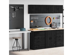Armarios 2 Uds Para Garaje Madera De Ingeniería Negro