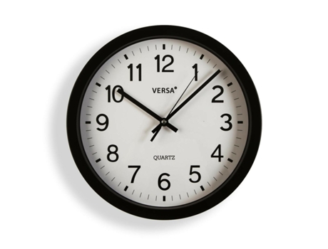 Reloj de Pared VERSA Negro Plástico Cuarzo 4,3 x 30 x 30 cm