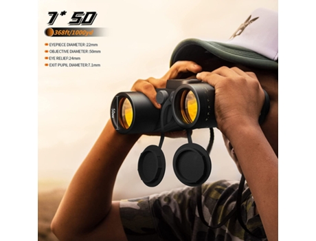 Prismáticos 7x50 Impermeables, para Pesca, Observación de Aves, Safari, Negro CHRONUS