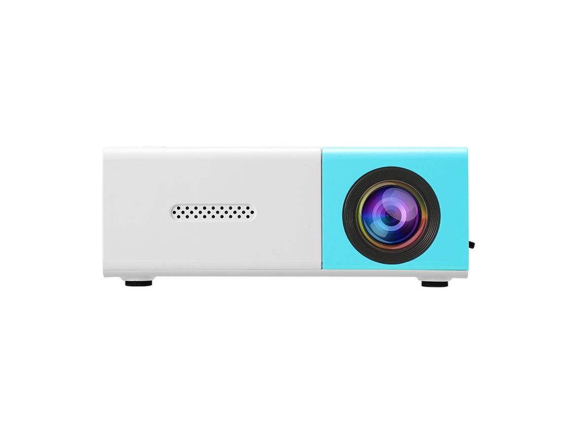 Miniproyector LED SFUSHOS 1080p HD, portátil, con pantalla compartida con teléfono móvil, azul y blanco