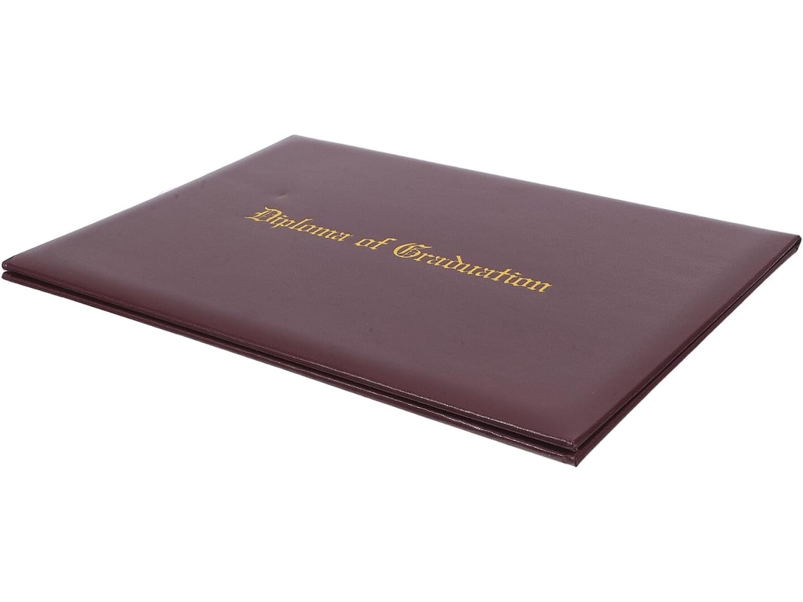 Carpeta De Graduación De Piel Sintética Color Marrón Café Con Forro De Satén.
