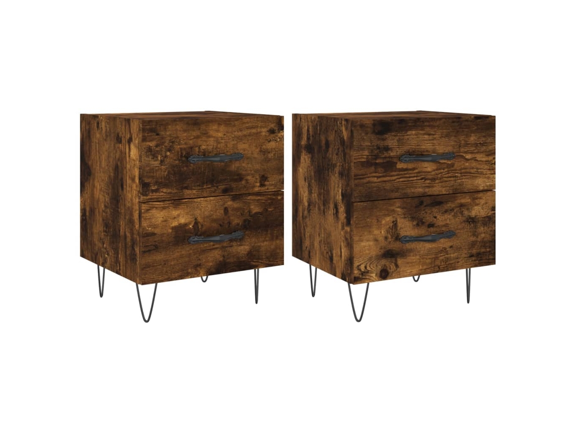 Maison Exclusive - Mesita Noche 2 Uds Madera Ingeniería Roble Ahumado 40x35x47,5cm