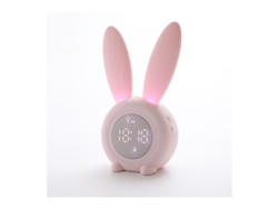 Reloj de escritorio Led conejo de dibujos animados electrónico Despertly con luz de noche transpirable rosa