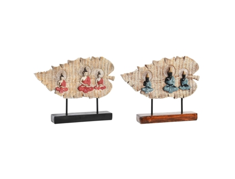 Figura Decorativa DKD HOME DECOR Rojo Metal Buda Verde Resina Oriental 38x6x29,5 cm 2 Unidades