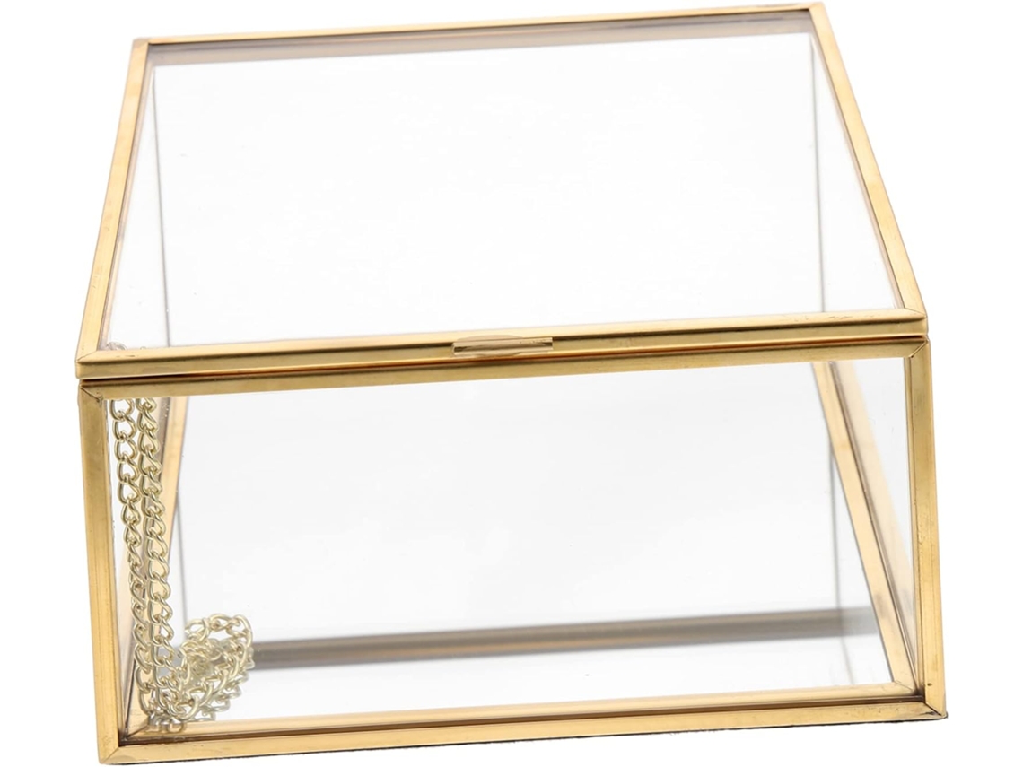 Caja De Joyería De Cristal Transparente Para Guardar Collares, Pendientes Y Otros Objetos Pequeños.