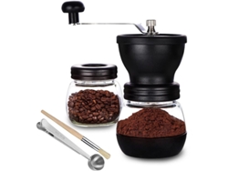 2026-molinillo De Café Manual Linjou Con 2 Tarros De Vidrio Ajustable De Molienda Portátil