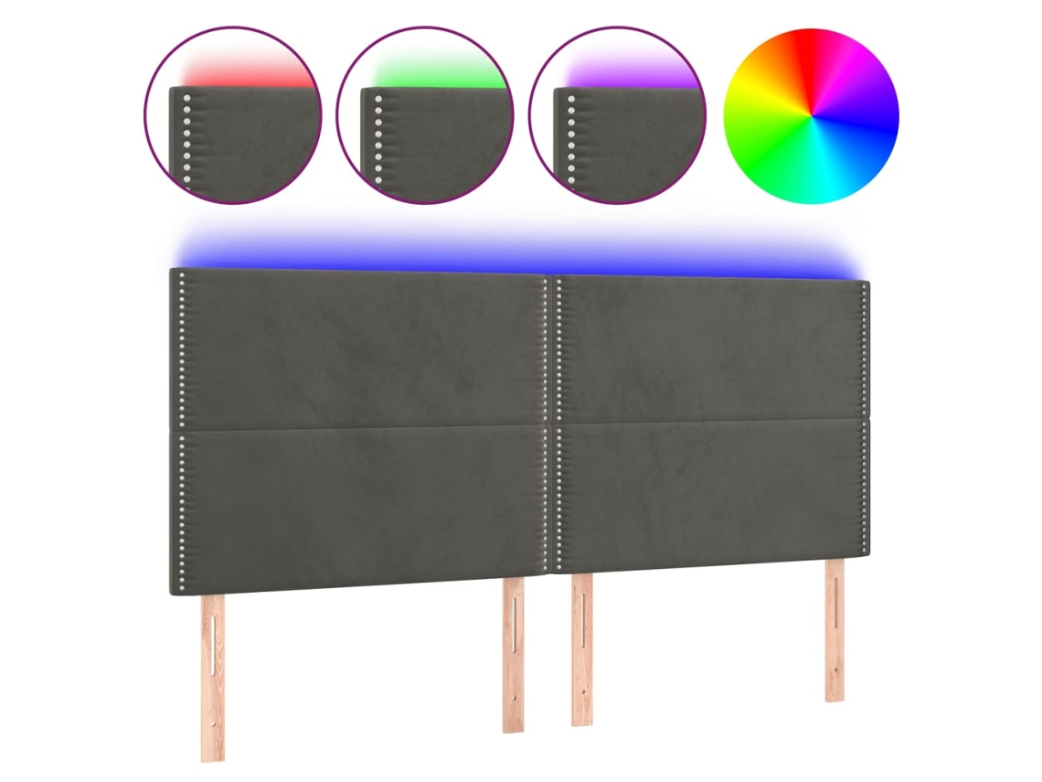 Maison Exclusive - Cabecero Con Luces Led Terciopelo Gris Oscuro 180x5x118/128 Cm