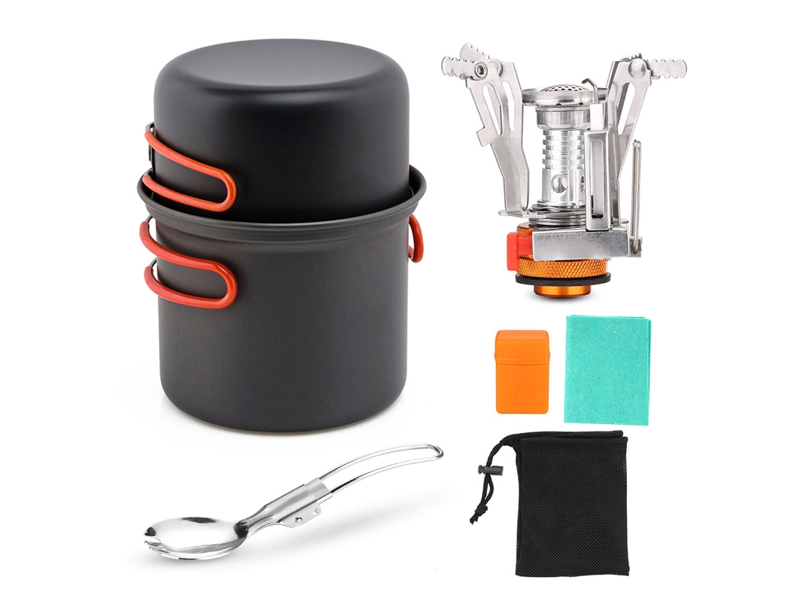 Juego De Utensilios De Cocina Para Acampar Con Hornilla Plegable, Tenedor Y Cuchara Plegables Para Acampar, Hacer Senderismo, Picnics Y Mochileros.