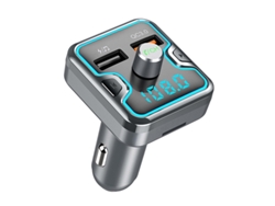 Kit de coche Bluetooth 5.0 Transmisor FM manos libres Modulador FM Reproductor de música Mp3 QC3.0 Carga rápida Cargador de teléfono USB dual (Negro) ENZONS