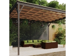 Conjunto de jardín de 9 piezas con cojines de mimbre marrón de DKD Home Decor