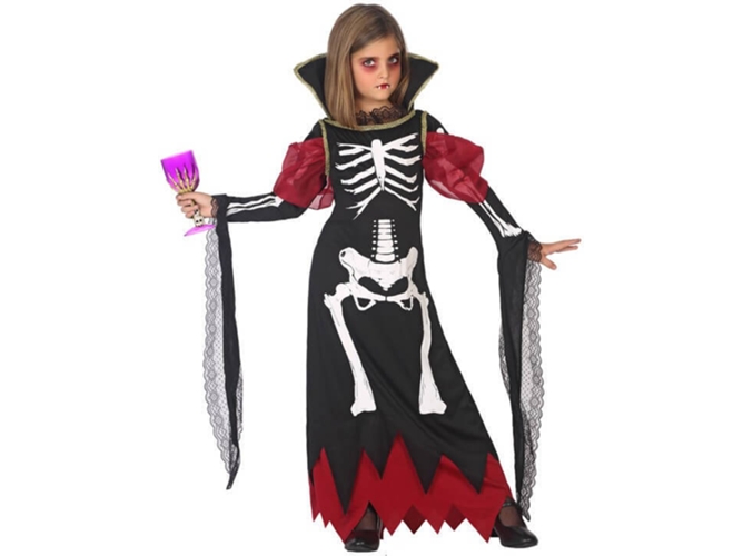 Disfraz de Niña DISFRAZZES Vampiresa Esqueleto (Talla: 10 a 12 años)