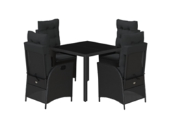Maison Exclusive - Juego de comedor de jardín de 5 piezas con cojines de mimbre negros