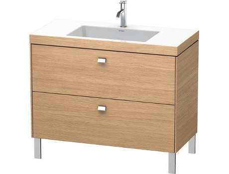 Lavamanos DURAVIT Brioso c-bonded con base de 100,0x48,0 cm 2 cajones sin rebosadero con banco para grifos 1 agujero para grifos