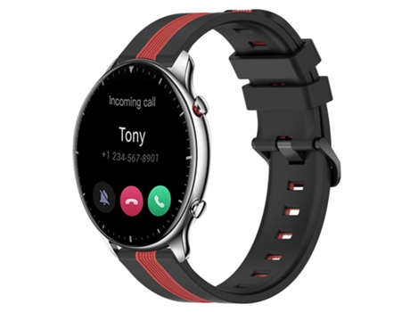 Correa Smartwatch para Amazfit GTR 2 22mm Silicona Vertical Bicolor (Negro + Rojo)