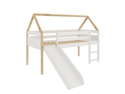 Cama Logan Tobogan Con Escalera 140X200X96 Blanco-Natural VENPRODIN