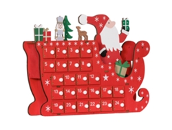 Calendario Adviento Madera 24 Cajones Papá Noel Trineo Decoración