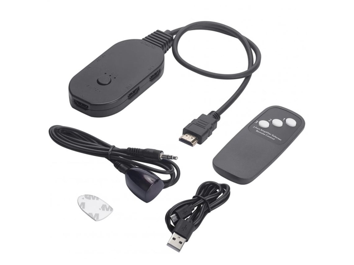Conversor Hdmi 3 Em 1 4k Hd 60 Hz Saída De Áudio Conversor Hdmi Adaptador De Distribuição Preto. Adaptador/hub Eficiente Con Alta