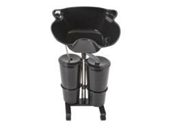 Lavabo portátil para champú, altura ajustable de 100 a 145 cm, diseño de doble cubeta, color negro OEM