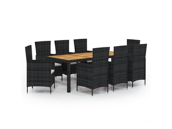 Maison Exclusive - Set Comedor De Jardín 9 Piezas Y Cojines Ratán Sintético Negro