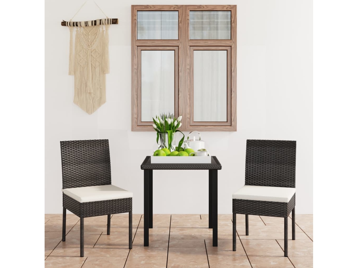 Conjunto de comedor de jardín de 3 piezas DKD Home Decor en mimbre negro PE