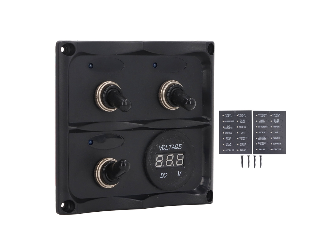 Painel de chave seletora 3 gang com led à prova d'água dc12v 24v S/MARCA