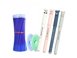 Conjunto Plumas Gel Borrador Azul Tinta Neutra 0.5mm Estojo Com Recargas Lápis Borradores