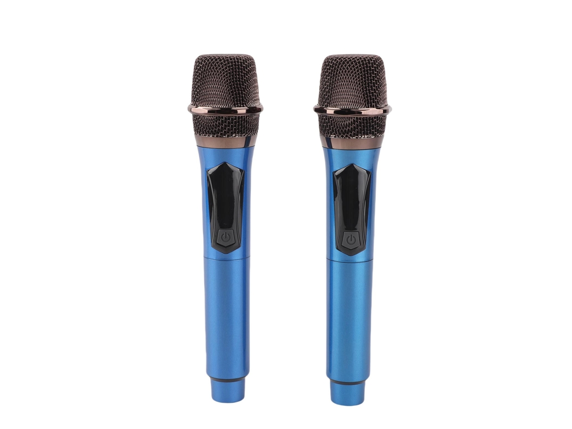 Microfone Sem Fio 1 Para 2 Display Led Handheld Karaoke Para Exterior Casa Conferência Azul