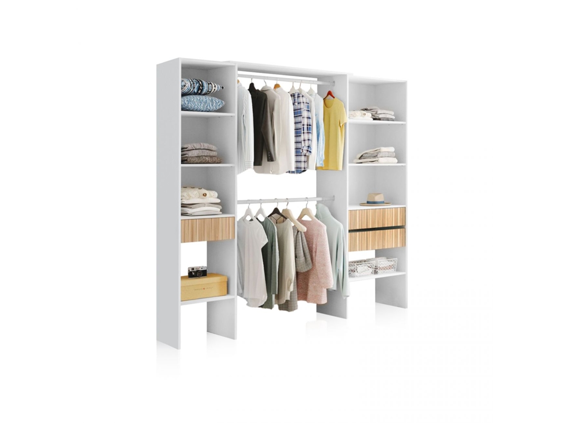 Armario vestidor Nitza Blanco Artik (Blanco Mate) - Natur x 187 x 40 cm