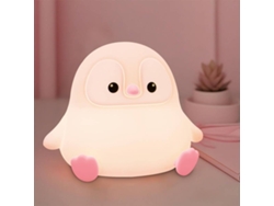 Luz de noche de pingüino para niños, linda lámpara táctil de pingüino rosa, luz de noche de silicona suave para guardería (blanca)