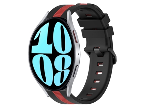 Correa de reloj inteligente para Samsung Galaxy Watch 6 40 mm 20 mm Correa de reloj de silicona vertical de dos colores (negro + rojo)