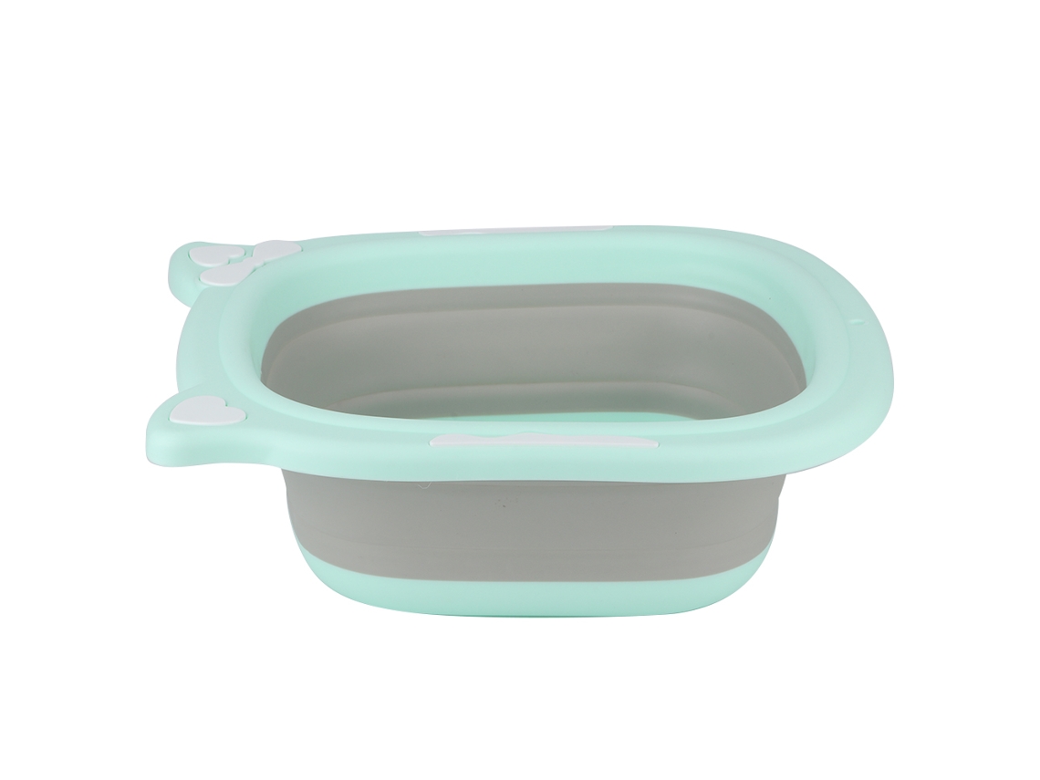 Lavabo Infantil Plegable Para Lavar Traseros Y Pies Con Un Diseño De Dibujos Animados Verde, Seguro Y Versátil.