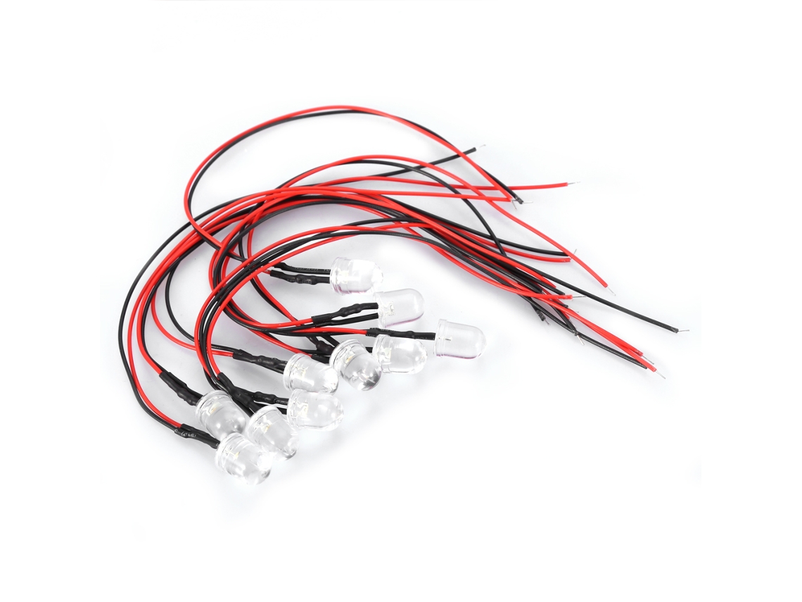 10 Diodos Emisores De Luz Led De 12 V, Cable De 10 Mm, 20 Cm, 0,06 W, Color Rojo.