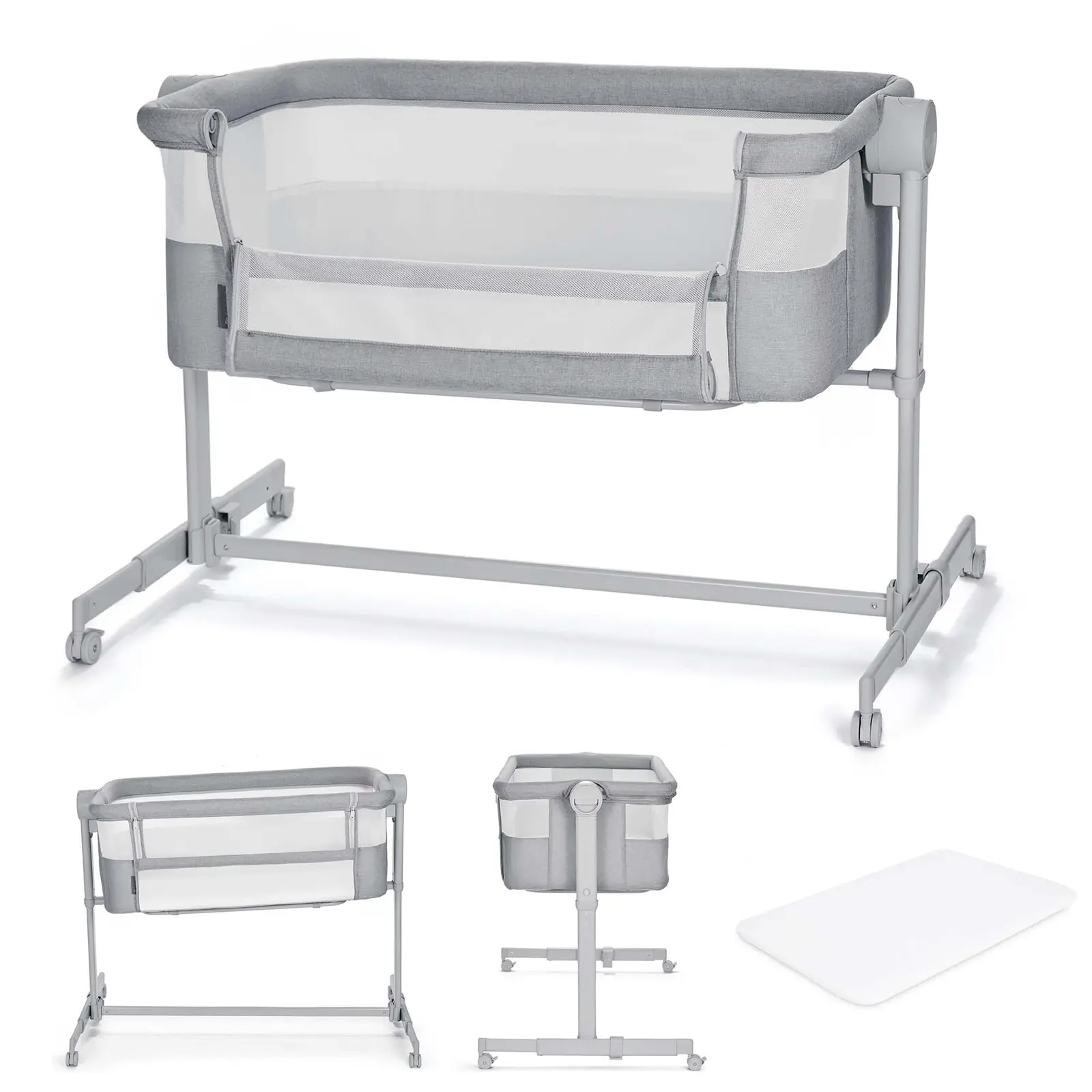 Cuna De Colecho Kinderkraft Nestee Up 2 (gris)