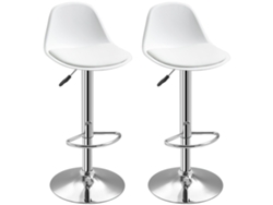 Juego 2 Taburetes Bar Giratorios Respaldo Regulable Blanco