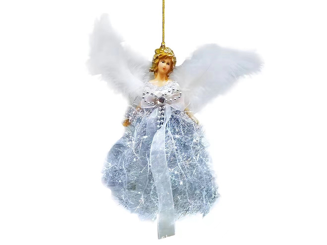 Adorno de árbol de Navidad con forma de ángel, adorno de luz LED NEVEANCE