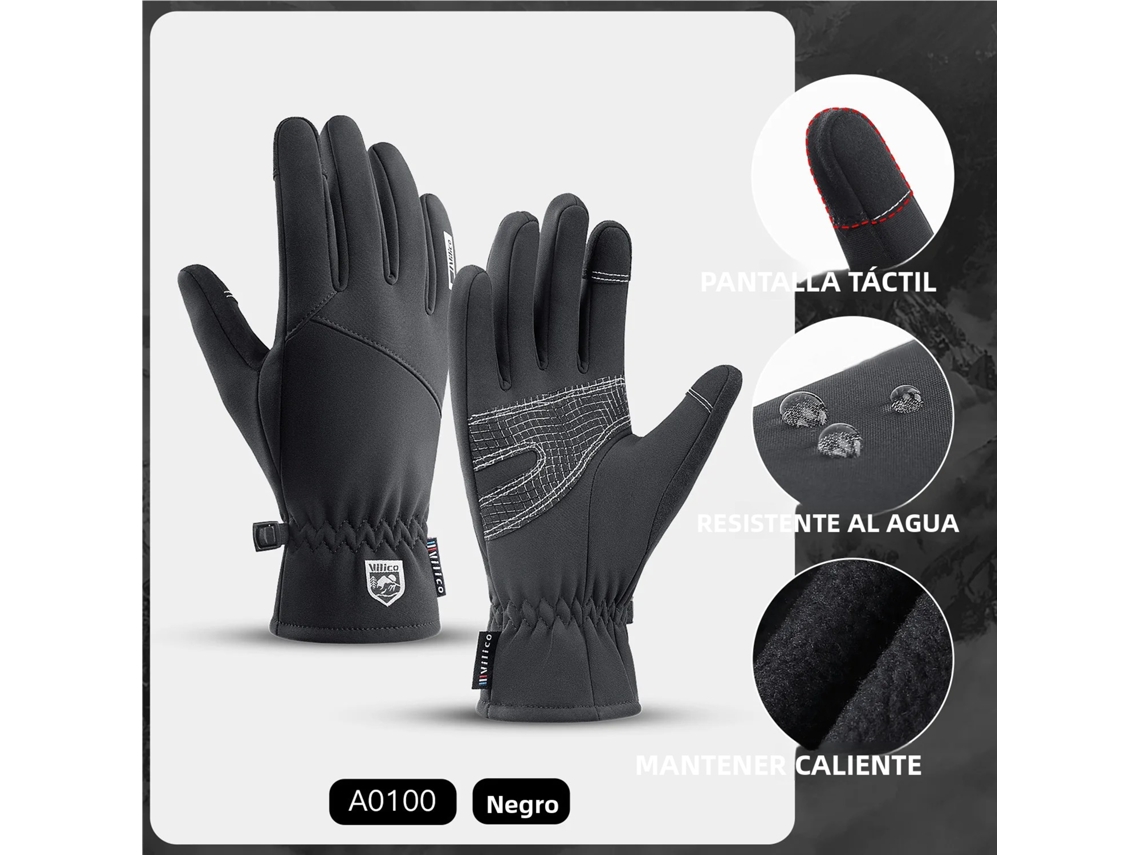 Guantes de ciclismo de invierno MDUG para hombre, impermeables, con pantalla táctil, de piel suave, antideslizantes y cálidos (negro M)