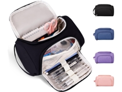 Estuche Grande Para Lápices, Caja De Lápices Con Cremallera Para Niñas, Suministros De Regreso A La Escuela, Negro CHRUI