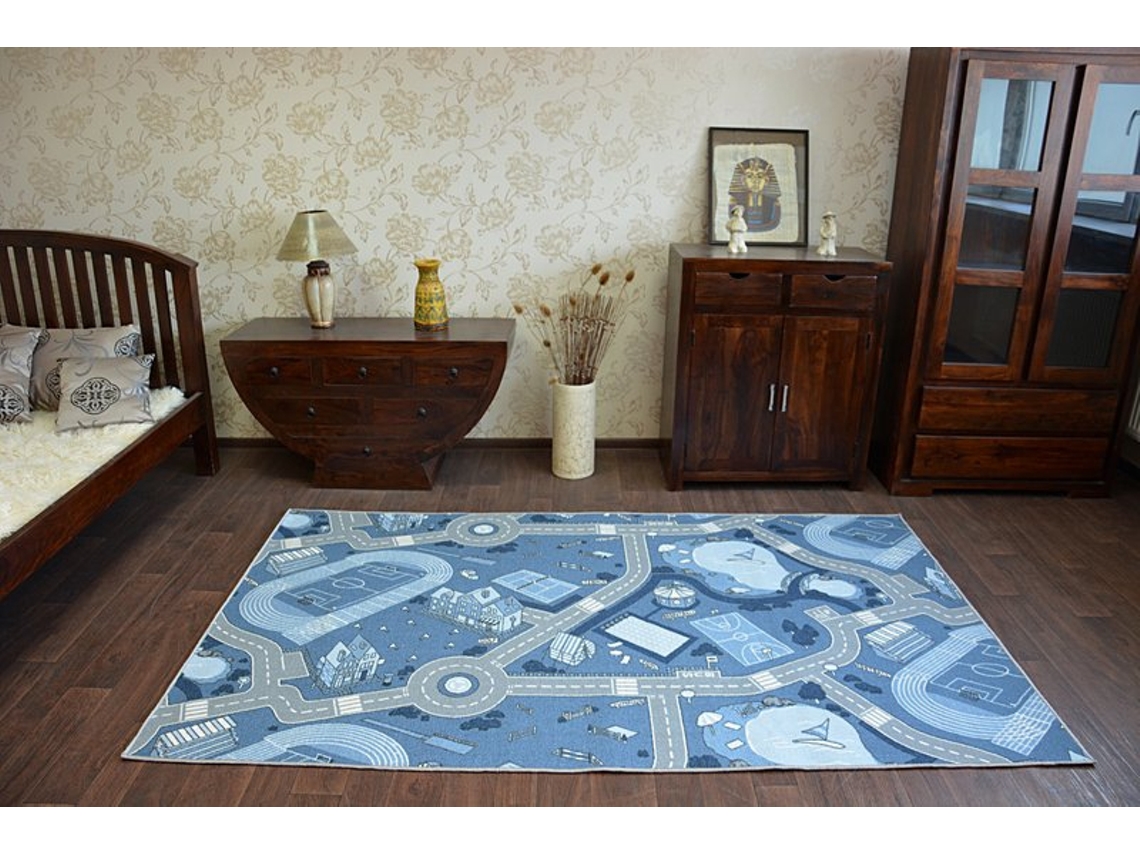 Moqueta Antideslizante Infantil Street Azul (100 x 400 cm)