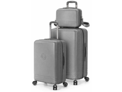 Juego De Maletas Benzi Bz5827g-60/50, 2 Piezas Rígidas Extensibles Abs Y Neceser, Cabina 50 Cm Y Mediana 60 Cm, 4 Ruedas Dobles, Gris