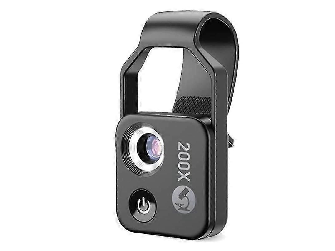 Microscopio portátil para teléfono móvil con aumento de 200x y lente CPL, mini microscopio digital portátil con luz LED y clip universal.