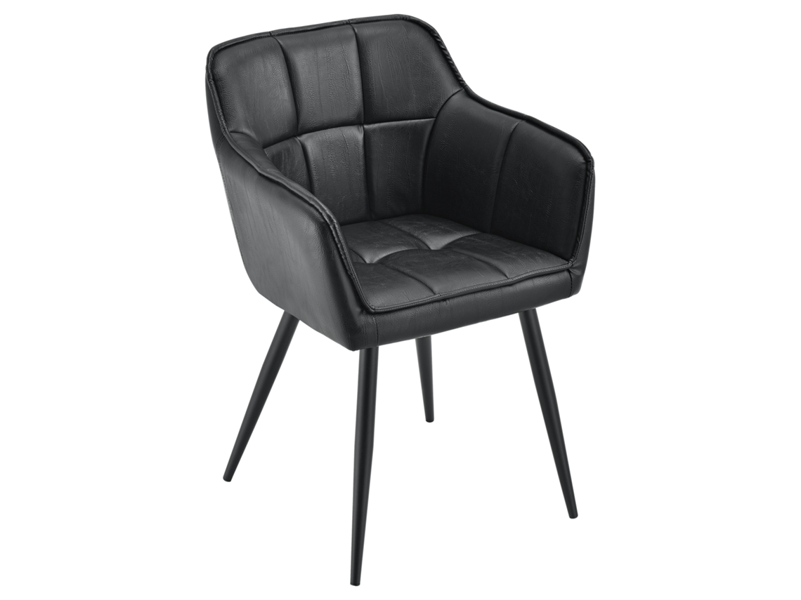Sillón Relax Elegante [EN.CASA] Butaca Negro (Cuero Sintético - 81x57x53 cm)