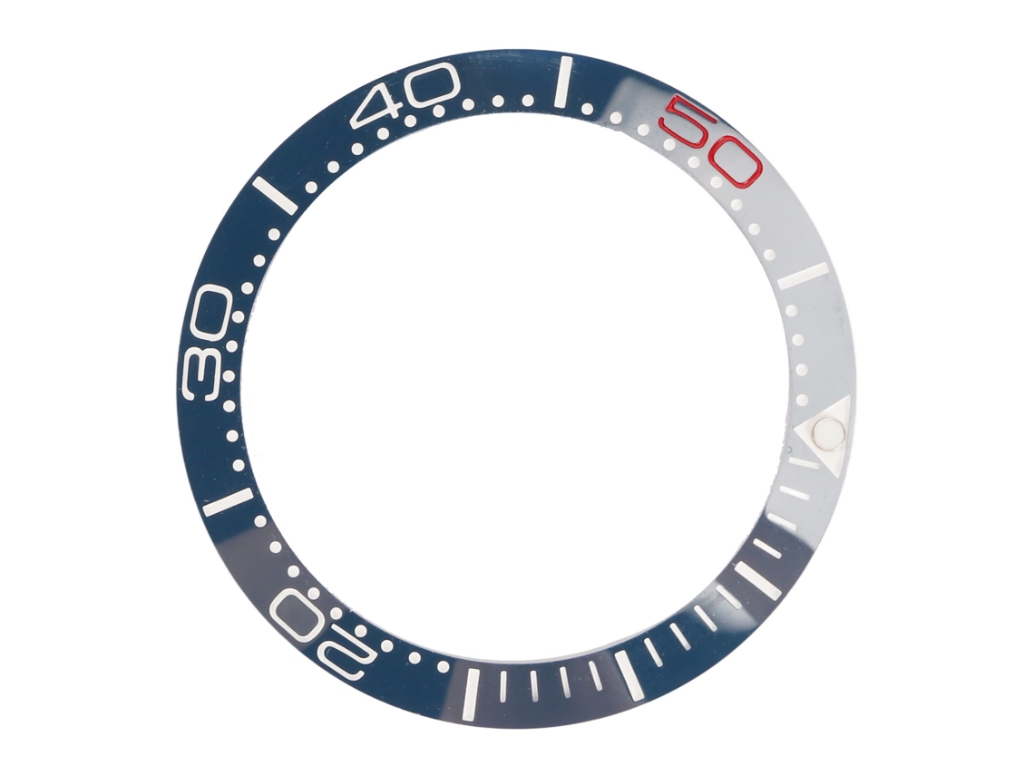 Inserto De Bisel De Cerámica Para Reloj De 38 Mm, Pieza De Repuesto Con Dígitos Rojos Y Base Azul.